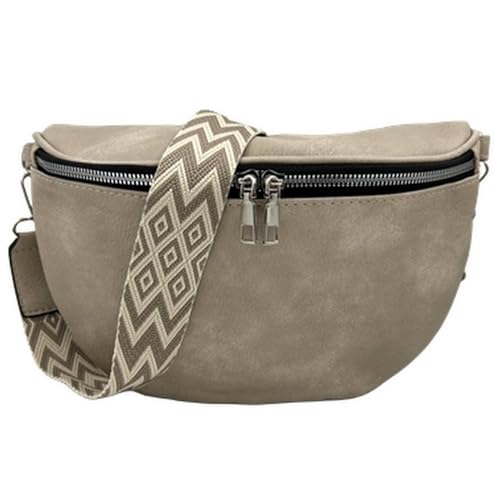 ayados Damen Crossbody Bag Bauchtasche Handtasche Schultergurt Cross body bag Tasche Schultertasche Umhängetasche 76232 (Taupe) von ayados