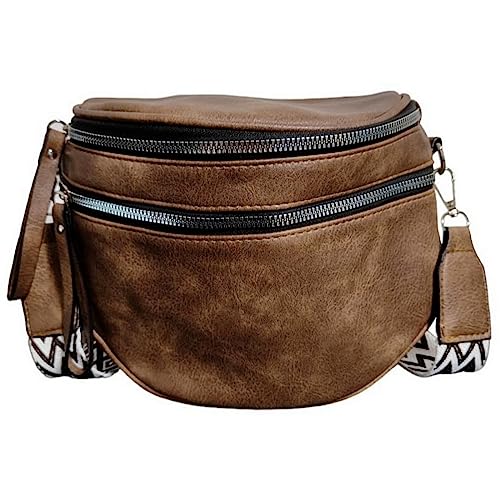 ayados Damen Crossbody Bag Bauchtasche Handtasche Schultergurt Cross body bag Tasche Schultertasche Umhängetasche 76236 (Dunkelbraun) von ayados