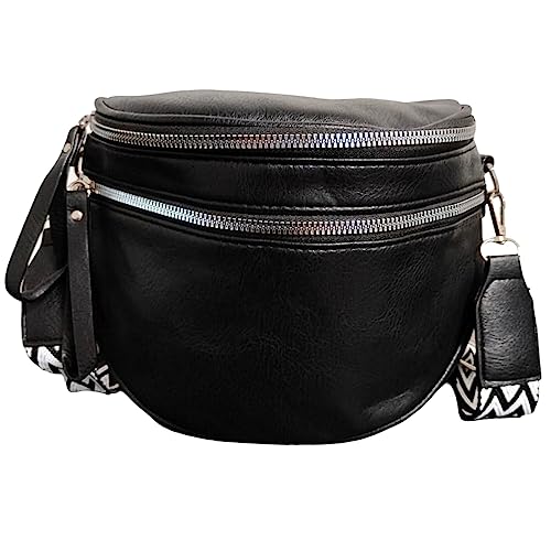 ayados Damen Crossbody Bag Bauchtasche Handtasche Schultergurt Cross body bag Tasche Schultertasche Umhängetasche 76236 (Schwarz) von ayados