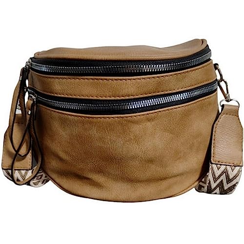 ayados Damen Crossbody Bag Bauchtasche Handtasche Schultergurt Cross body bag Tasche Schultertasche Umhängetasche 76236 (Taupe-W) von ayados