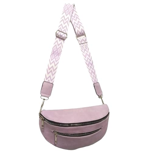 ayados Damen Crossbody Bag Bauchtasche Handtasche Schultergurt Cross body bag Tasche Schultertasche mit Reißverschluss Umhängetasche 76255 (Flieder) von ayados