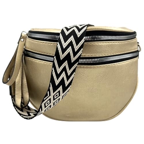 ayados Damen Crossbody Bag Bauchtasche Mit Breiten Schultergurt Handtasche Schultergurt Cross body bag Tasche Schultertasche Umhängetasche 76236 (Gold) von ayados