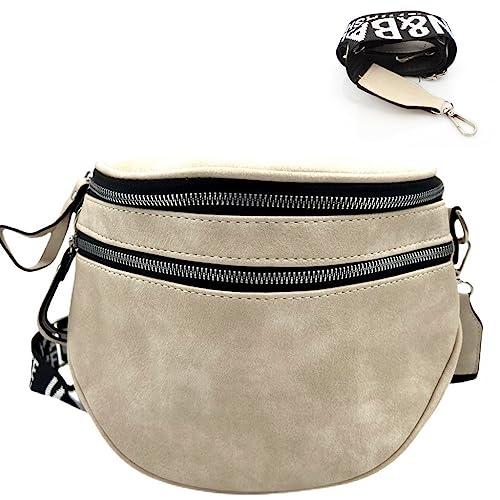 ayados Damen Crossbody Bag Bauchtasche Schultergurt Cross body bag Tasche Schultertasche Umhängetasche (Beige 76231) von ayados