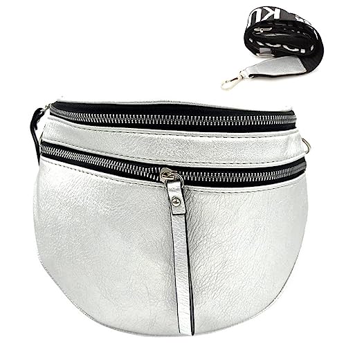 ayados Damen Crossbody Bag Bauchtasche Schultergurt Cross body bag Tasche Schultertasche Umhängetasche (Silber 76231) von ayados