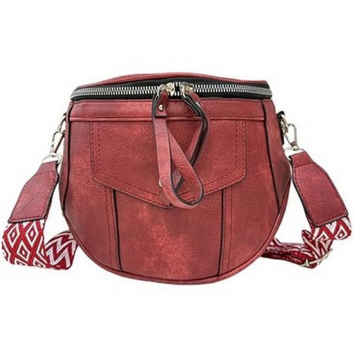 ayados Damen Crossbody Bag Bauchtasche kleine Handtasche Schultergurt Cross body bag Tasche Schultertasche Umhängetasche 76202 C (Bordo) von ayados