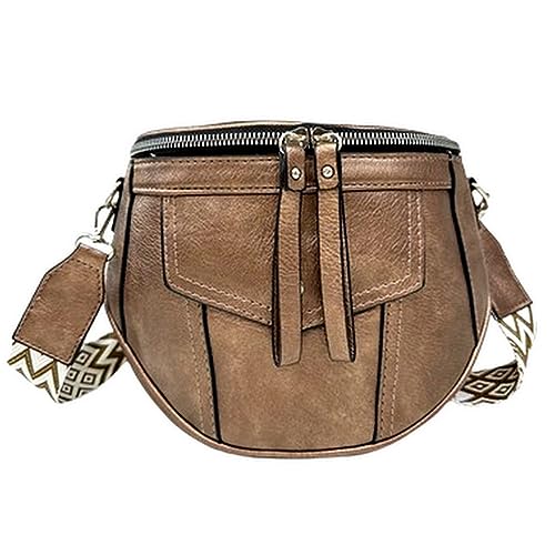 ayados Damen Crossbody Bag Bauchtasche kleine Handtasche Schultergurt Cross body bag Tasche Schultertasche Umhängetasche 76202 C (Bronze Metallic) von ayados