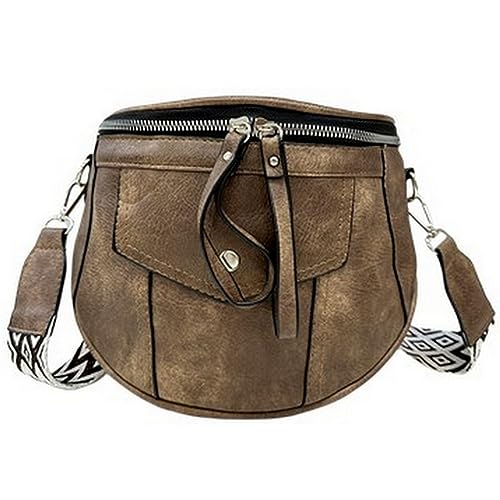 ayados Damen Crossbody Bag Bauchtasche kleine Handtasche Schultergurt Cross body bag Tasche Schultertasche Umhängetasche 76202 C (Dunkelbraun) von ayados