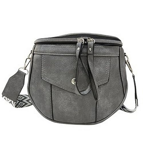 ayados Damen Crossbody Bag Bauchtasche kleine Handtasche Schultergurt Cross body bag Tasche Schultertasche Umhängetasche 76202 C (Dunkelgrau) von ayados