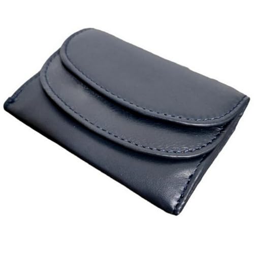 ayados Mini Slim Geldbörse Damen Portemonnaie Echt Leder Frauen Geldbeutel Portmonee Brieftasche (Navy Geldbörse 16) von ayados