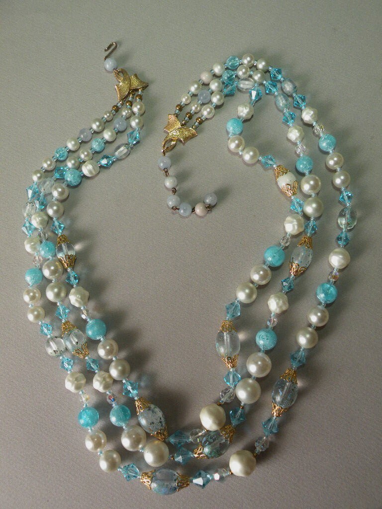 Vintage Aqua Perlenkette von aylacreations