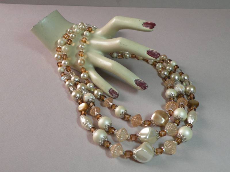 Vintage Bernsteintöne Beige Halskette von aylacreations