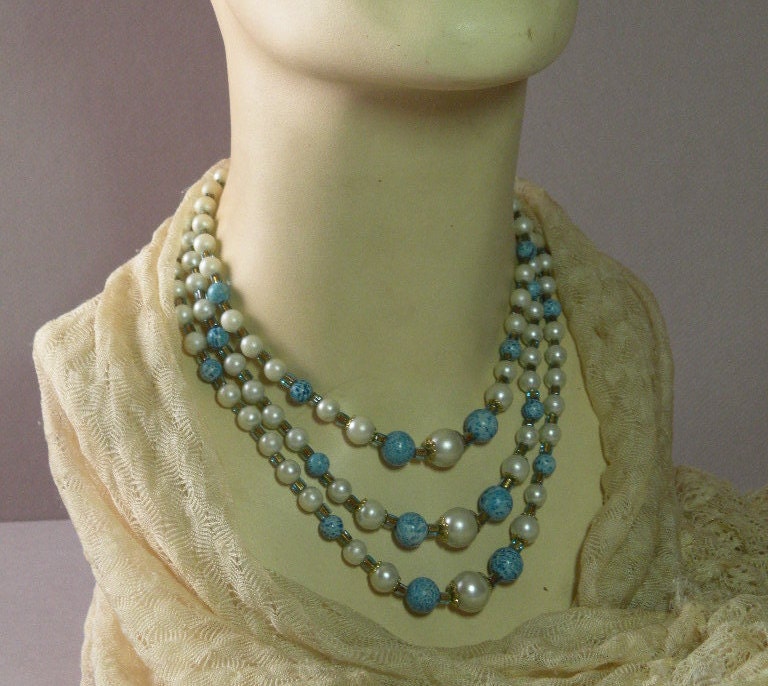 Vintage Bronze & Aqua Halskette von aylacreations
