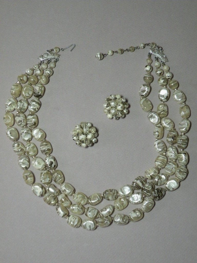 Vintage Elfenbein Grau Set von aylacreations