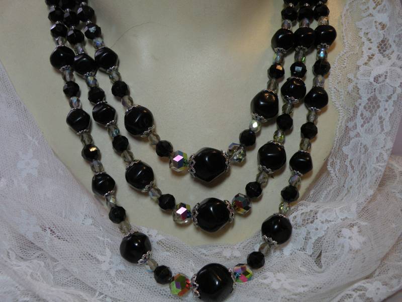 Vintage Jet & Grey Halskette von aylacreations