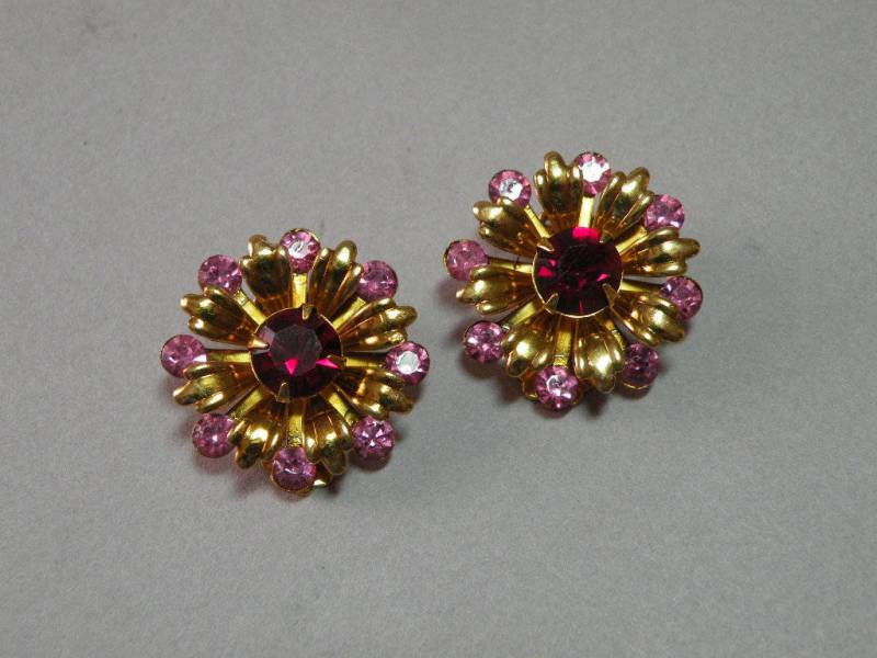 Vintage Rubin & Rose Strass Ohrringe von aylacreations