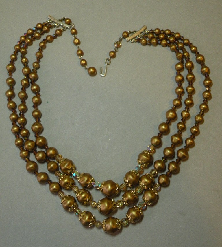 Weinlese-Goldene Kristallhalskette von aylacreations