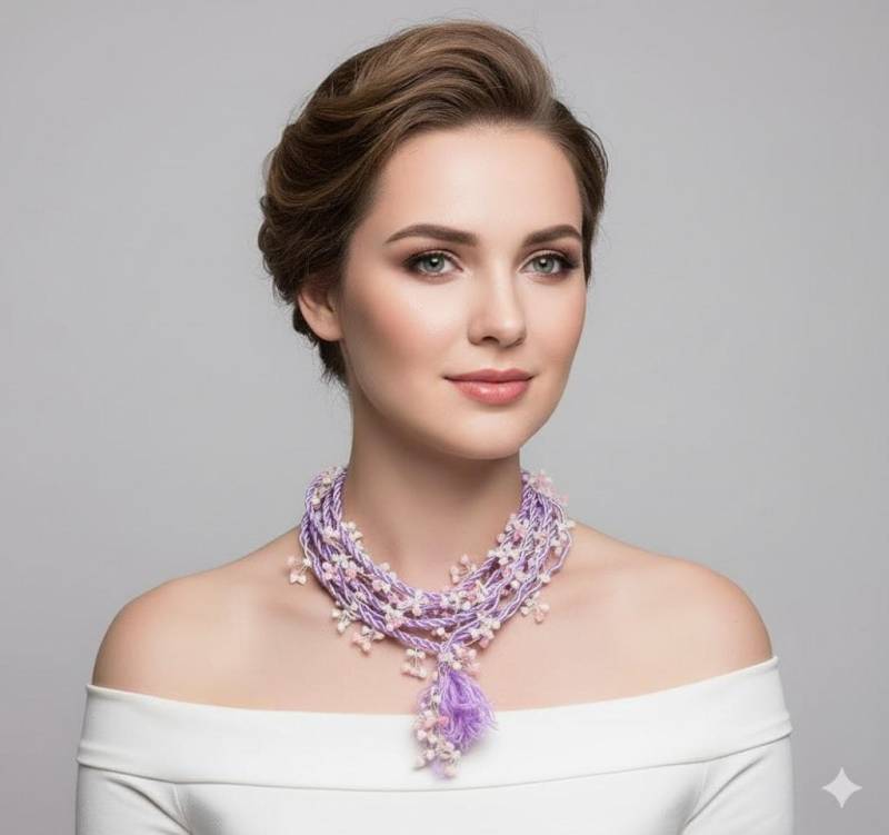 Bunte Gehäkelte Lariat Halskette von aynurdereli