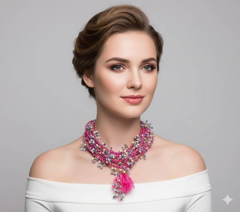 Bunte Gehäkelte Lariat Halskette von aynurdereli