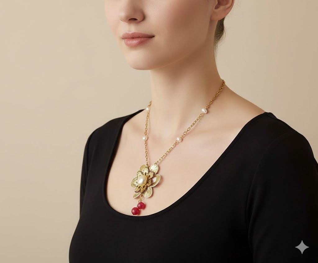 Handgemachte Blumenperlenkette, Türkisch Bestickter Tüll, Vintage-stil von aynurdereli