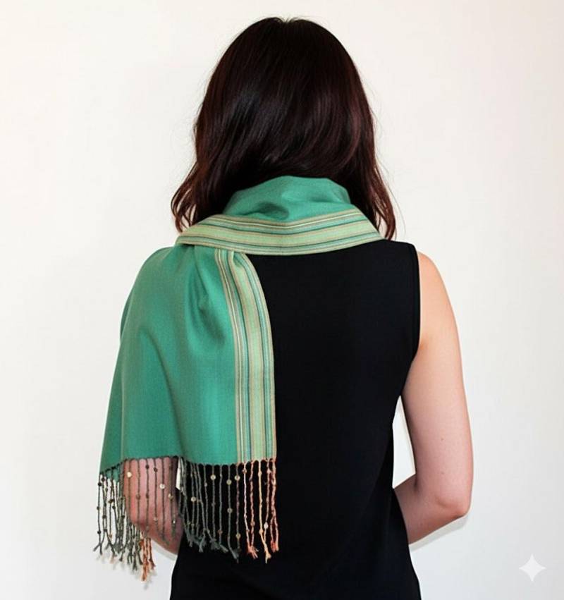 Smaragd Grün Pailletten Quasten Einzigartige Schal von aynurdereli