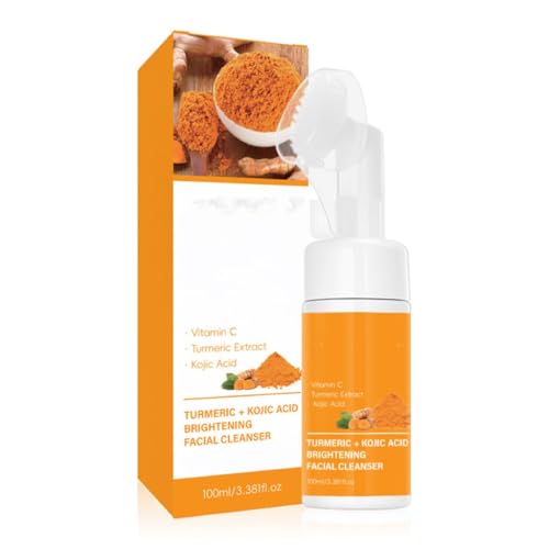Turmeric Foaming Face Wash, Tiefenreinigung & Peeling Foaming Cleanser mit Bürste, sanfter Make-up-Entferner für alle Hauttypen von aywqew