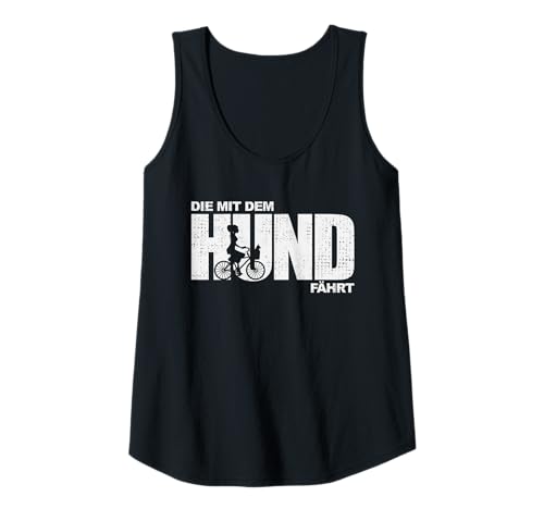 Damen Fahrrad Fahren Mit Hund Hundebesitzer Die Mit Dem Hund Fährt Tank Top von azDesigns Hunde T-Shirts und Hundebesitzer Outfits