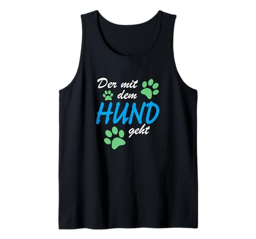 Herren Der Mit Dem Hund Geht I Pfote Hundebesitzer Dog Tank Top von azDesigns Hunde T-Shirts und Hundebesitzer Outfits