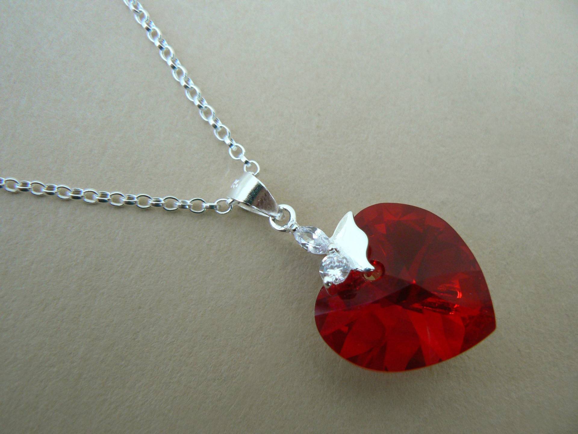Cubic Zirconia Schmetterling Sterlingsilber Siam Rot Ab Swarovski Elements Kristall Herz Anhänger von azteccity