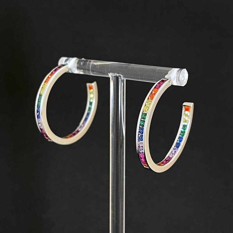 Regenbogen Zirkon Ohrring Pride Lgbtq+ - Offener Hoop von azureandrainbowLGBTQ