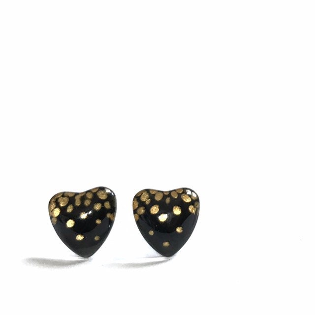 Boucles D'oreilles Coeur Noir Et Or | Säurefrei Verre Peint À La Main Azurin Boucles D'oreilles Coeur Noir Et Or | Säurefrei Verre Peint À La Main Azurin von azurine