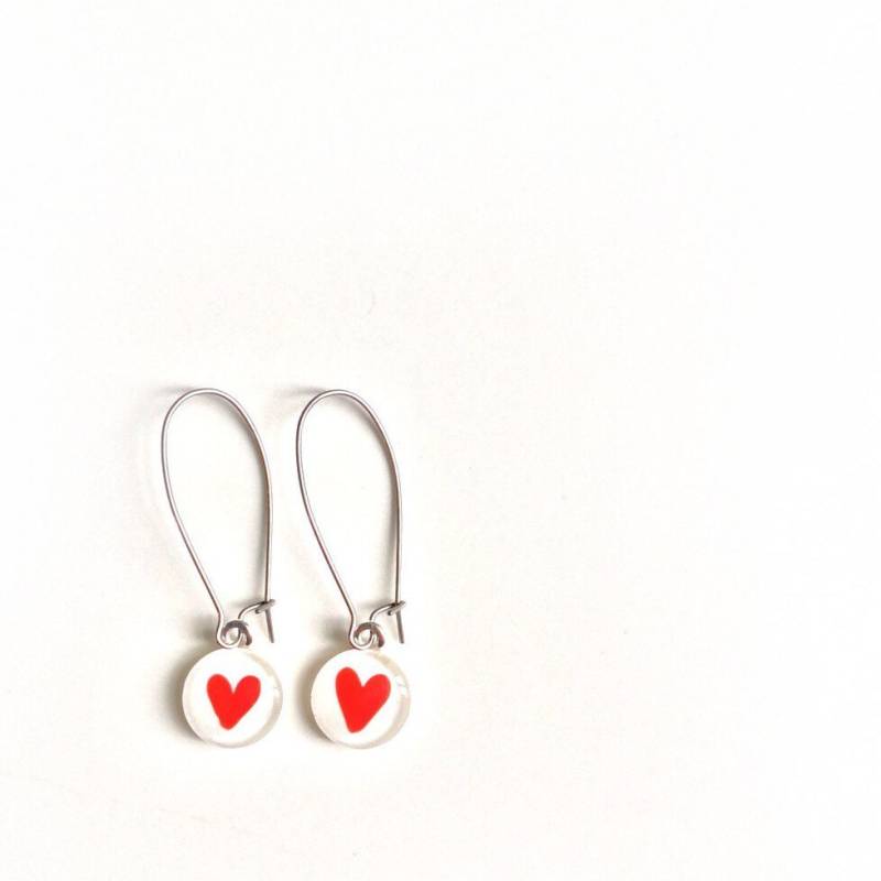 Boucles D'oreilles Coeur Rouge - Peint À La Main Par Azurine Boucles D'oreilles Coeur Rouge - Peint À La Main Par Azurine von azurine