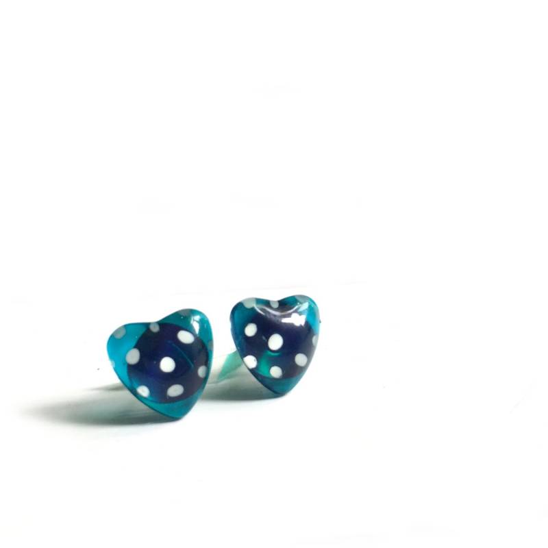 Boucles D'oreilles Coeur | Türkis À Pois Peint La Main Azurin Boucles D'oreilles Coeur | Türkis À Pois Peint La Main Azurin von azurine