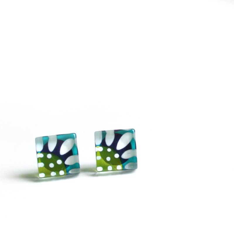 Boucles D'oreilles Fleur Türkis | Margerite Verre Peint À La Main Azurin Acier Chirurgisch Boucles D'oreilles Fleur Türkis | Margerite Verre Peint À La Main Azurin Acier Chirurgisch von azurine