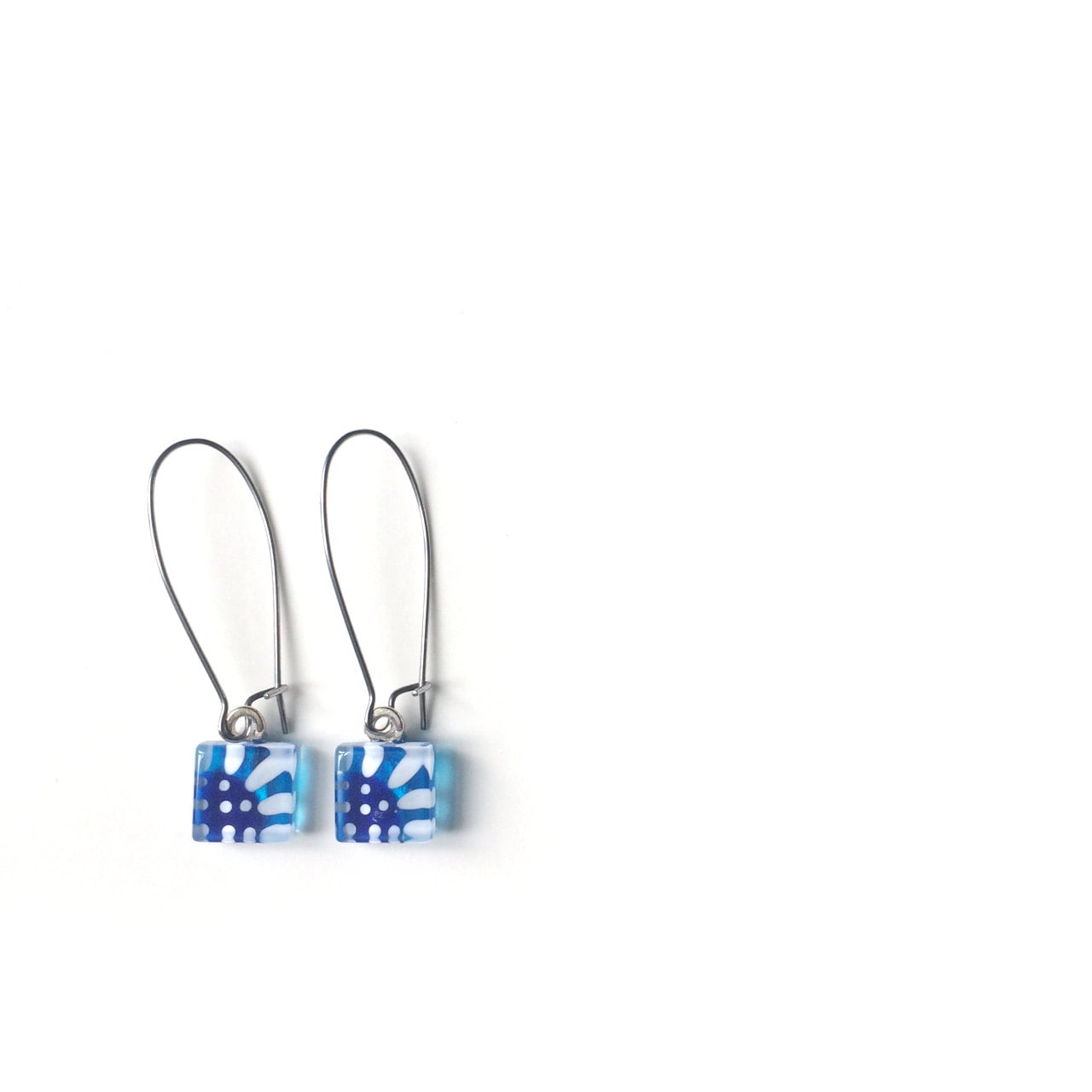 Boucles D'oreilles Fleurs | Blau Anhänger Verre Peint À La Main Par Azurin von azurine