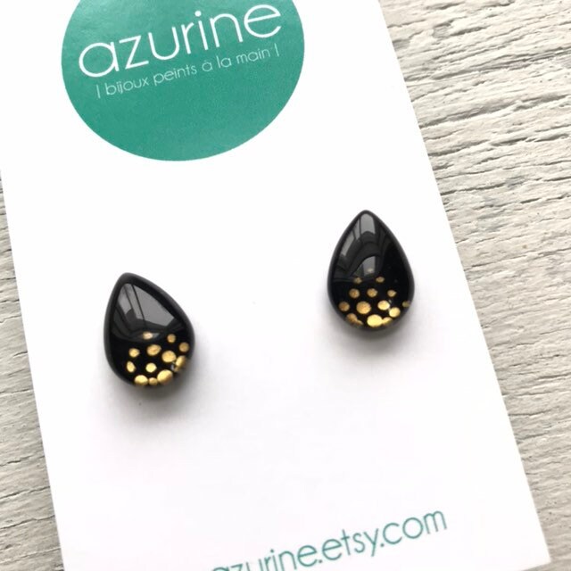 Boucles D'oreilles Noir & Oder| Minimalistisch | Verre Peint À La Main Par Azurin von azurine