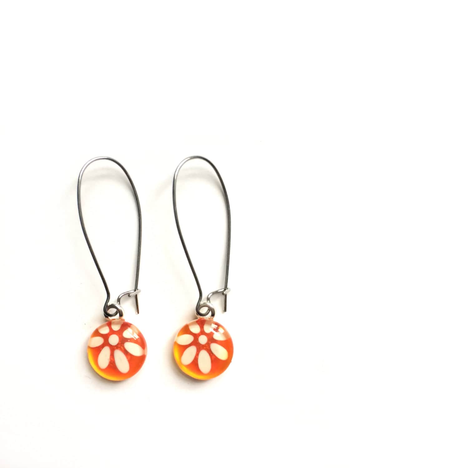 Boucles D'oreilles Orange | Blüte D'oreilles Anhänger Acer Inoxydable Verre Peint À La Main Par Azurin von azurine