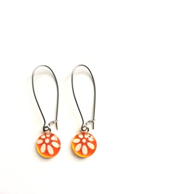 Boucles D'oreilles Orange | Blüte D'oreilles Anhänger Acer Inoxydable Verre Peint À La Main Par Azurin Boucles D'oreilles Orange | Blüte D'oreilles Anhänger Acer Inoxydable Verre Peint À La Main Par Azurin von azurine