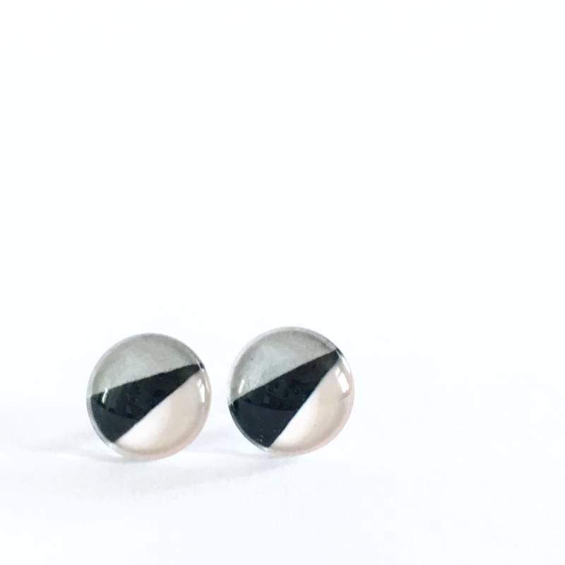 Boucles D'oreilles Rosa, Noir & Argent | Retro Minimalistisch Verre Peint À La Main Par Azurin Boucles D'oreilles Rosa, Noir & Argent | Retro Minimalistisch Verre Peint À La Main Par Azurin von azurine