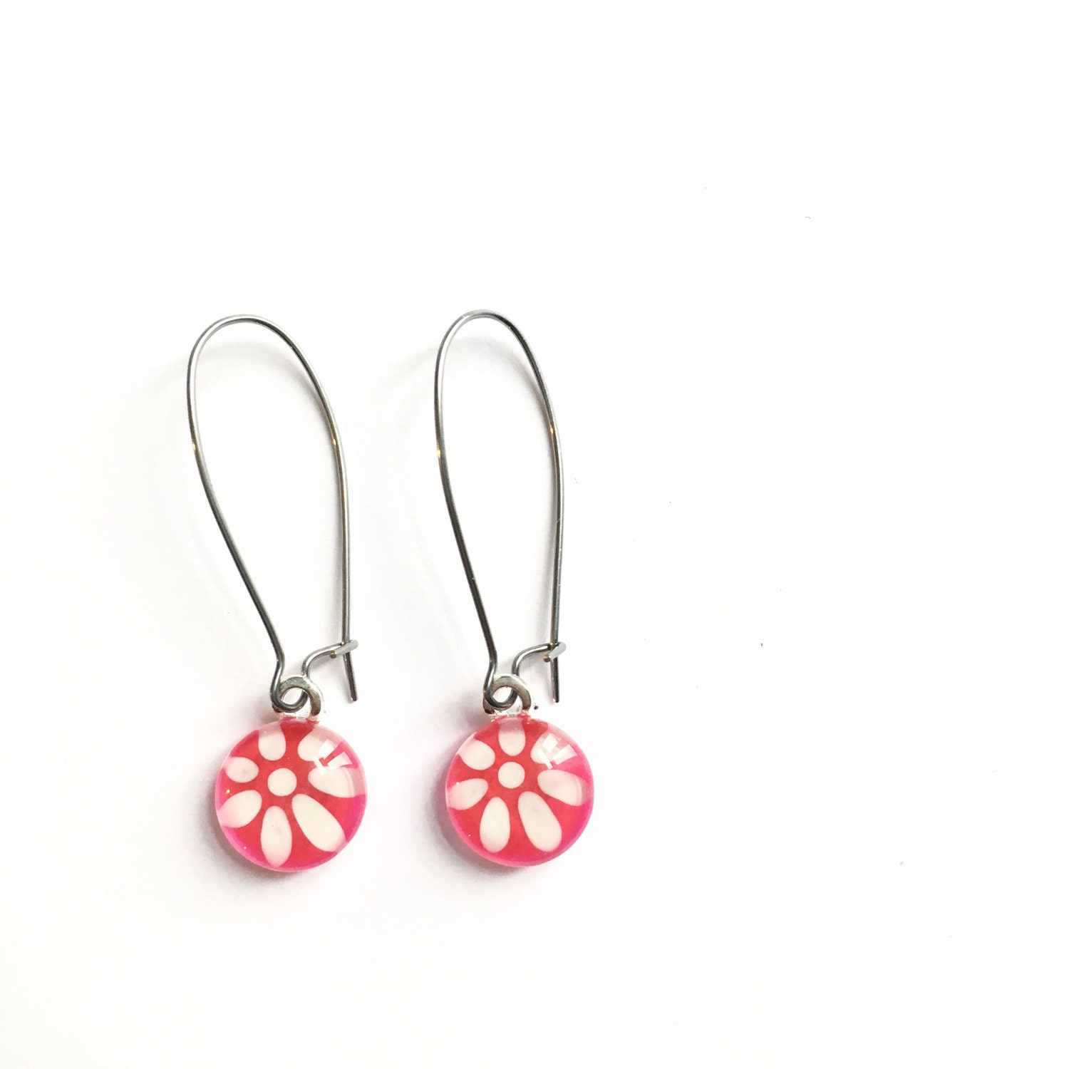 Boucles D'oreilles Rosa | Blüte D'oreilles Anhänger Acer Inoxydable Verre Peint À La Main Par Azurin von azurine