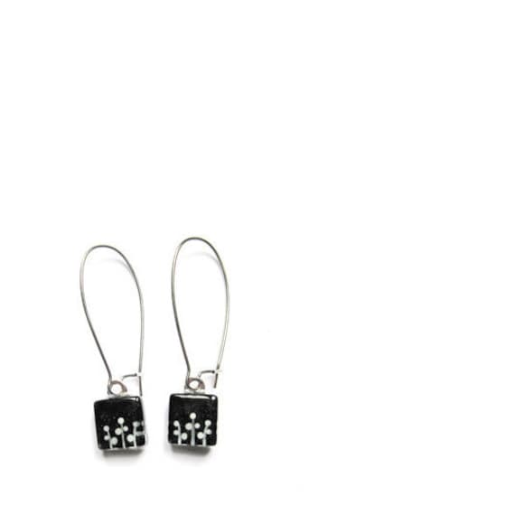 Boucles D'oreilles Schwarz | Herz Verre Peint À La Main Par Azurin von azurine