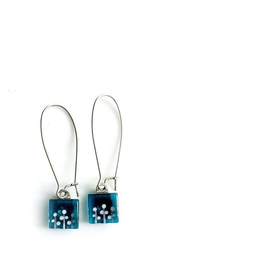 Boucles D'oreilles Türkis | Empfängnis Des Feuillage Verre Peint À La Main Par Azurin von azurine