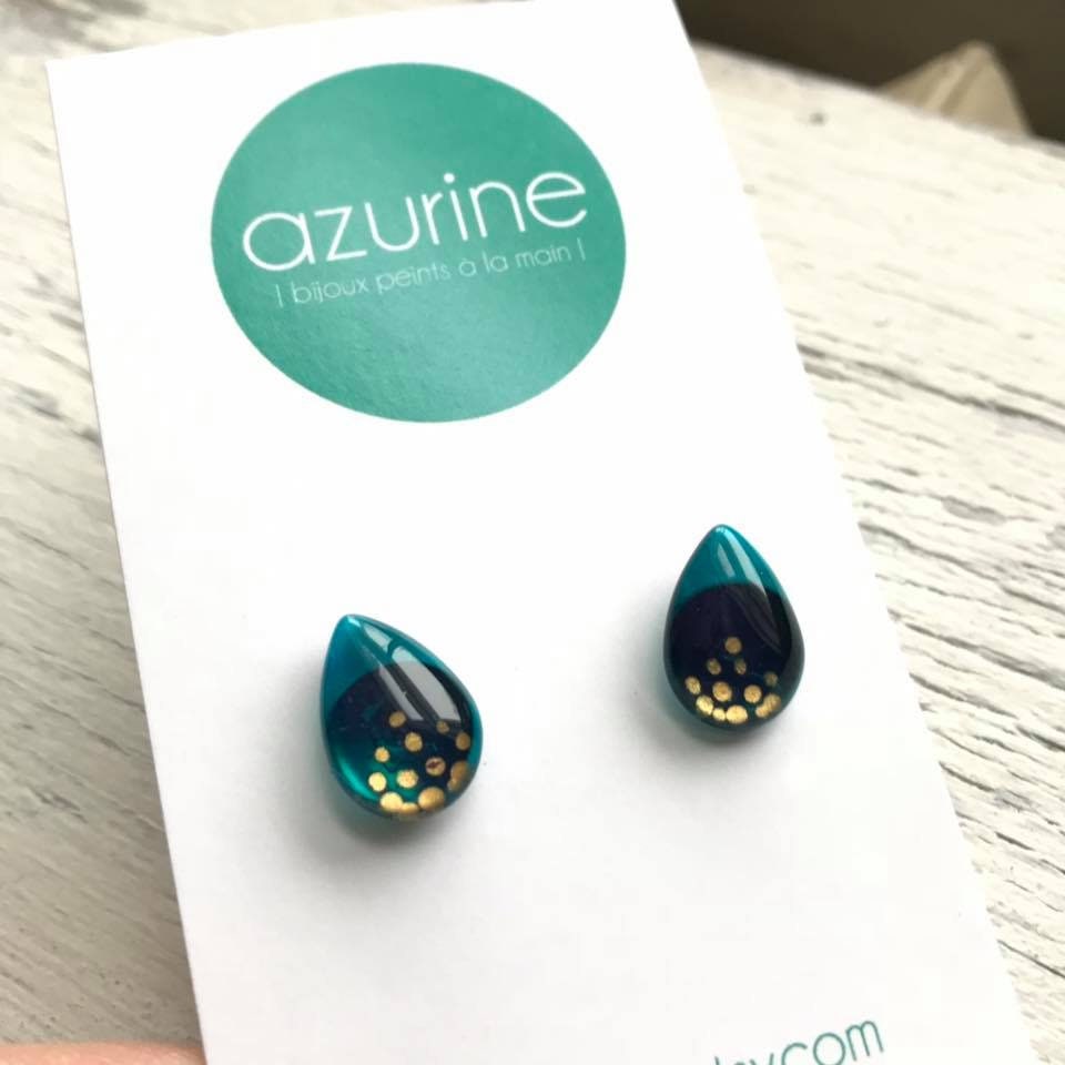 Boucles D'oreilles Türkis & Oder | Minimalistisch Verre Peint À La Main Par Azurin von azurine
