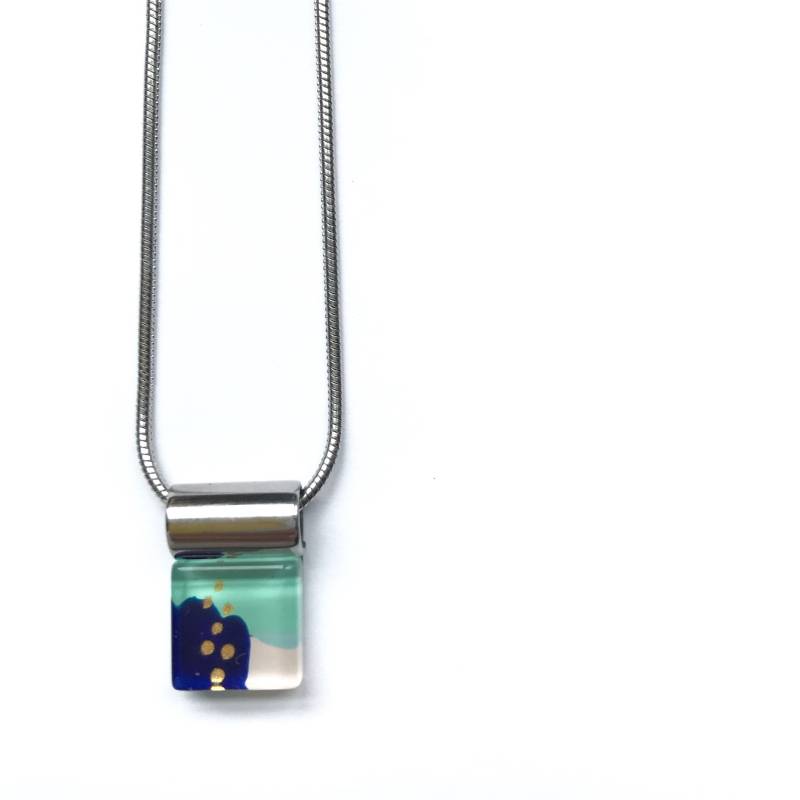 Collier Bleu Rose Verte Menthe Et Or | Minimalistisch Verre Peint À La Main Par Azurin Collier Bleu Rose Verte Menthe Et Or | Minimalistisch Verre Peint À La Main Par Azurin von azurine
