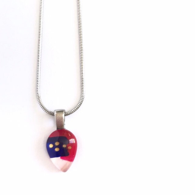 Kleine Rosa Tropfenhalskette | Minimalistisch Und Modern Handbemalte Glas Von Azurine von azurine