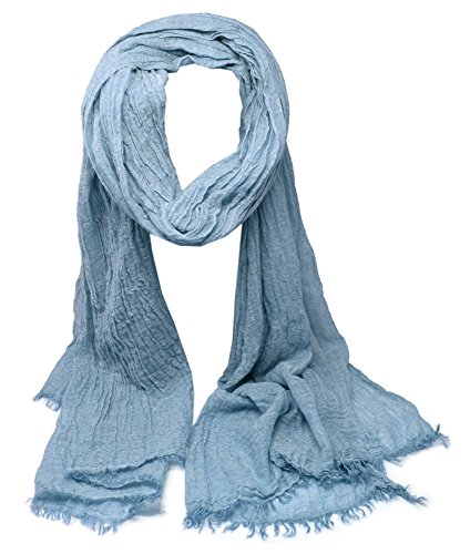azzesso – Schal Ines in Blau/einfarbiger, schicker Damenschal mit Fransen/Halstuch vom italienischen Mode Profi/rechteckiges Tuchschal ca. 190 x 70 cm von azzesso