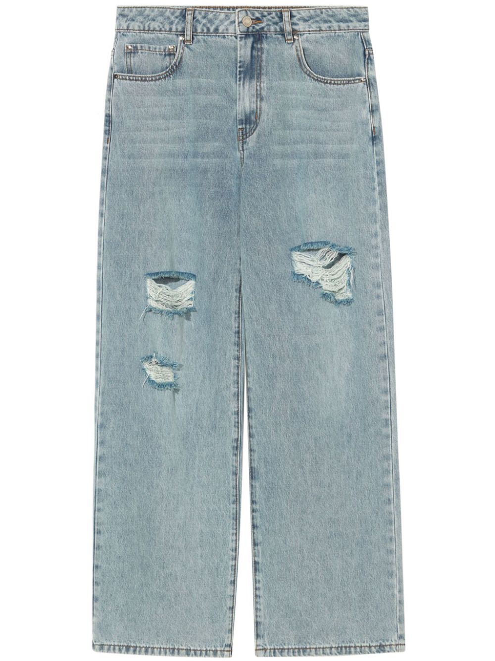 b+ab Halbhohe Skinny-Jeans im Distressed-Look - Blau von b+ab