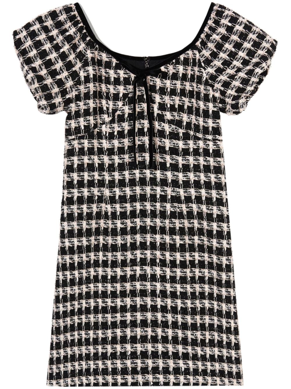 b+ab puff-sleeve tweed dress - Schwarz von b+ab