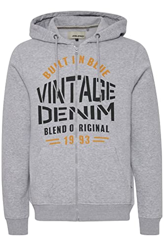 Blend 20714276 Herren Sweatjacke Kapuzenjacke Hoodie mit Kapuze und Print Reißverschluss, Größe:M, Farbe:Stone Mix (200274) von b BLEND