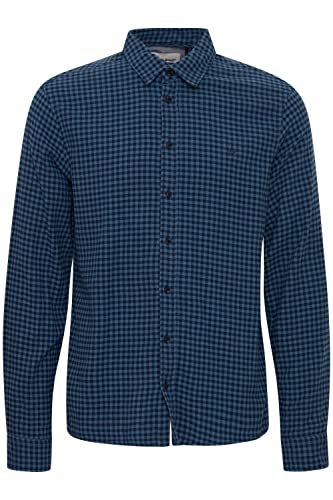 Blend 20714317 Shirt Herren Freizeithemd Hemd Club-Kragen Slim Fit schmaler Schnitt hochwertige Baumwoll-Qualität Kariertes Muster, Größe:2XL, Farbe:Dress Blues (194024) von b BLEND