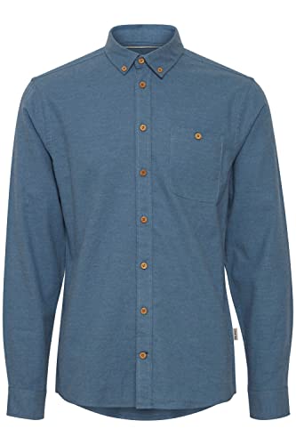 Blend 20714318 Shirt Herren Freizeithemd Hemd unifarben Button-down hochwertige Baumwoll-Qualität, Größe:M, Farbe:Copen Blue (184025) von b BLEND